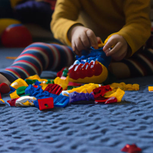 תמונה של ילד צעיר משחק עם בלוקים צבעוניים