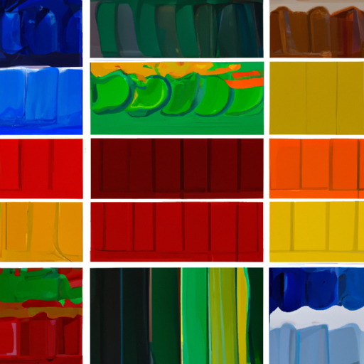 תמונת מונטאז' המציגה ערכות צבעים שונות של ציורי שמן